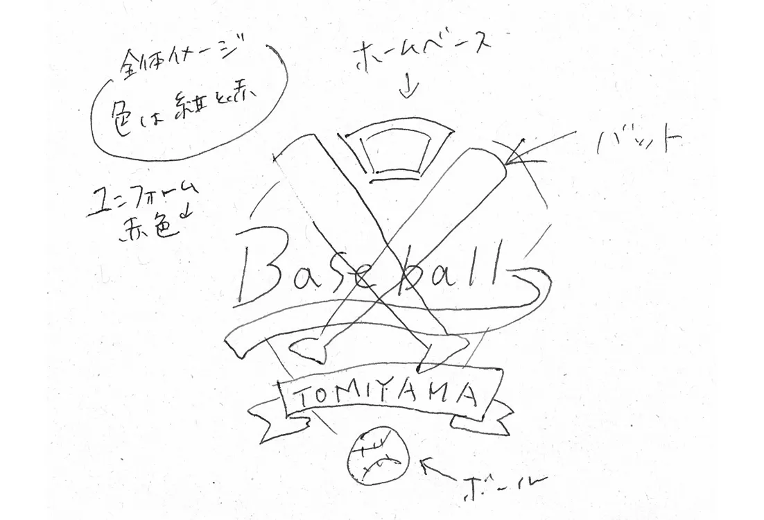 タオルデザインの手描きラフスケッチ